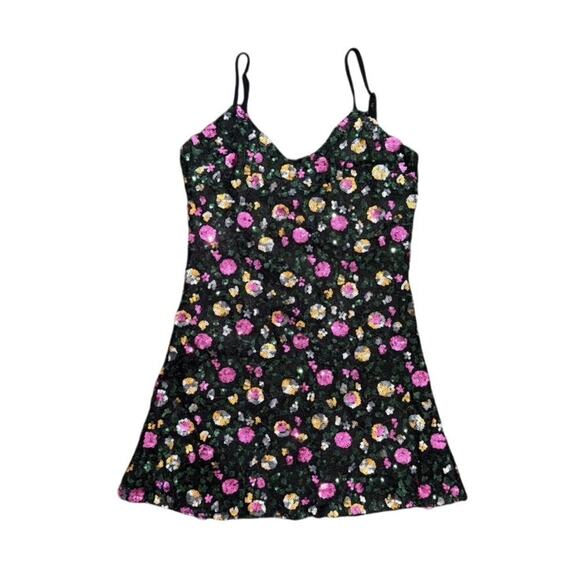 Superdown Sequin Floral Lace Mini Dress in Black/Multi, Size XS​​ - Picture 1 of 3